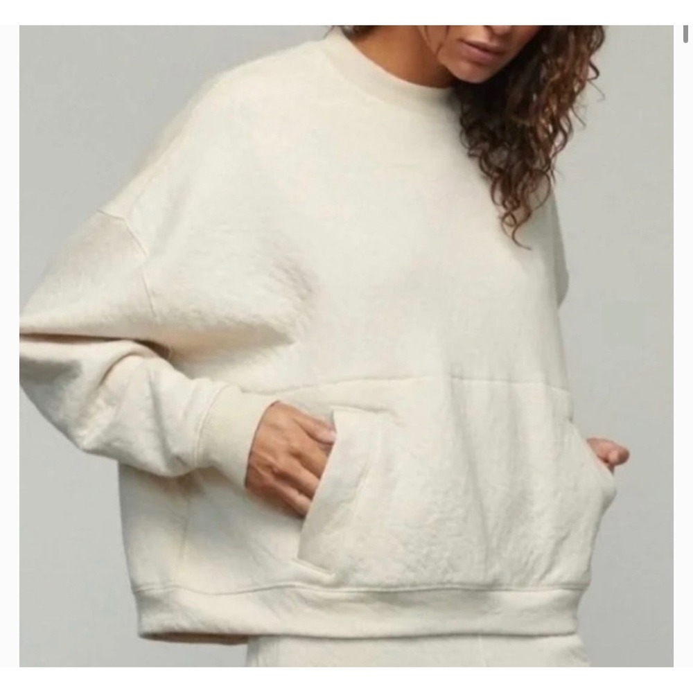 Lunya Restore Double Face Pullover Sweatshirt Oat Milk Beige L/XL